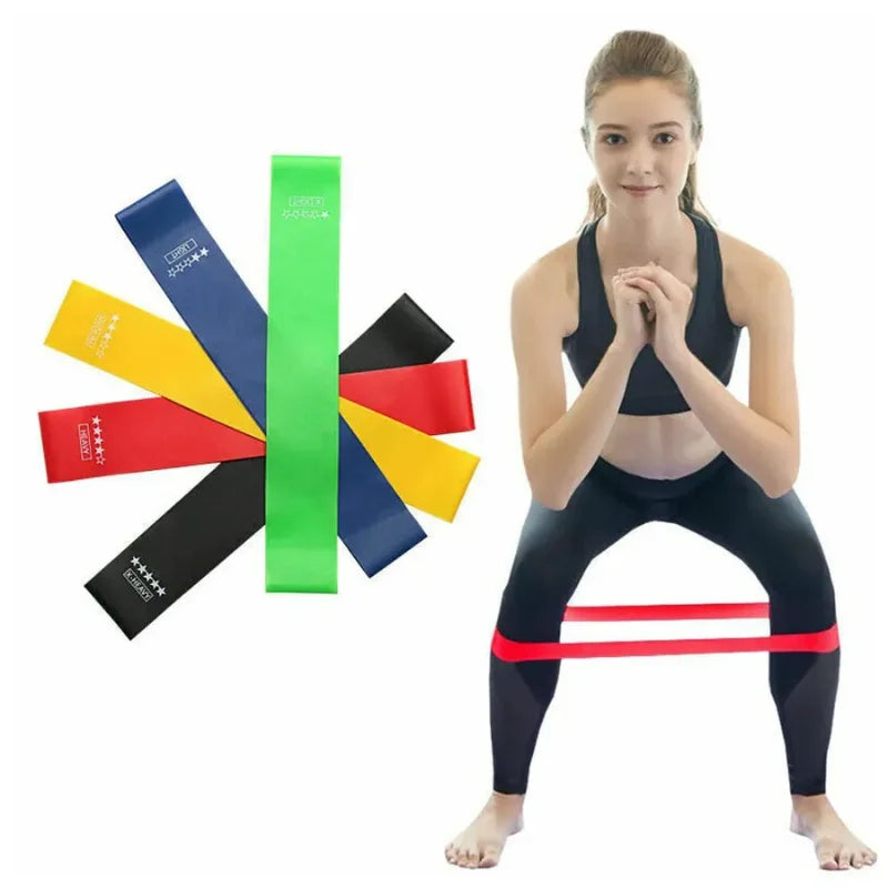 Kit de 5 Mini Faixas Elásticas Ideal p/ Exercício/Academia/Treino/Funcional/Mobilidade em Casa.