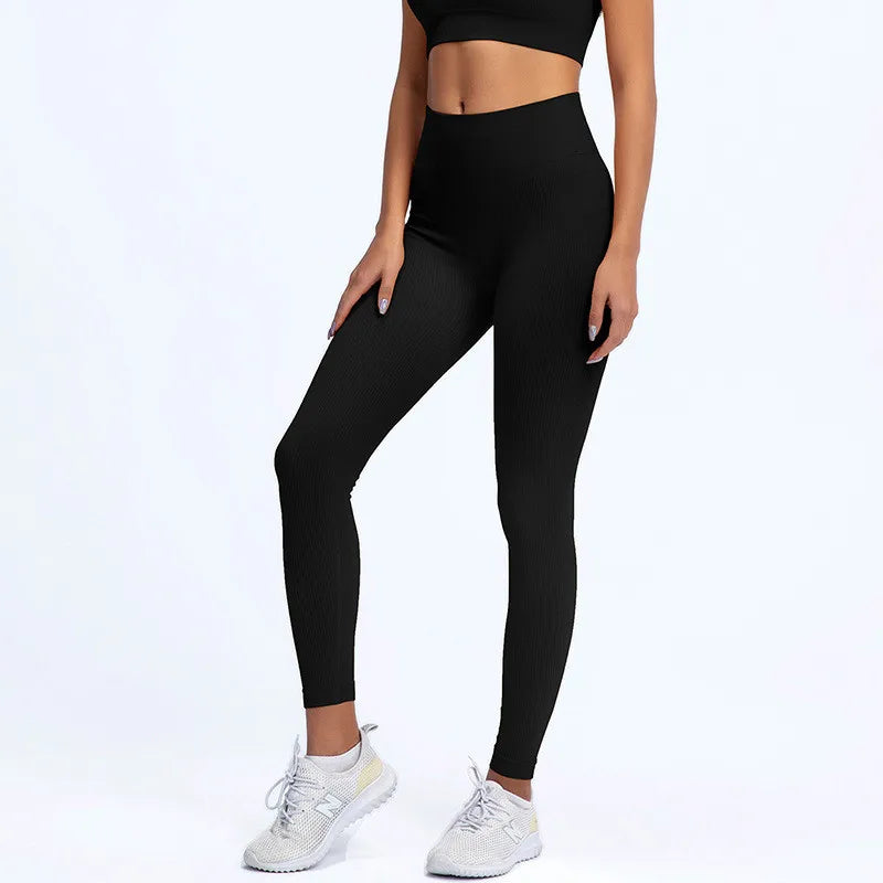 Calças para academia e ginastica com nervuras cintura alta legging, esporte feminino fitness sem costura, controle de barriga, treinamento, collants, etc..