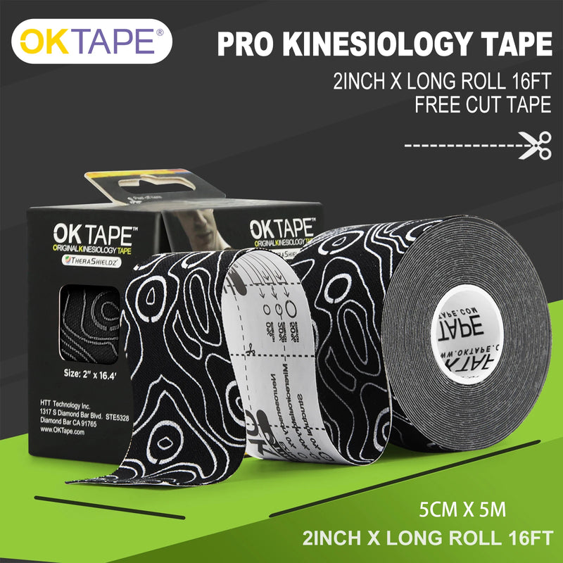 Fita OK TAPE PRO para cinesiologia, corte livre, respirável, à prova d'água, elástico atlético, látex, fitness, academia, alívio da dor, 5 cm x 5 m