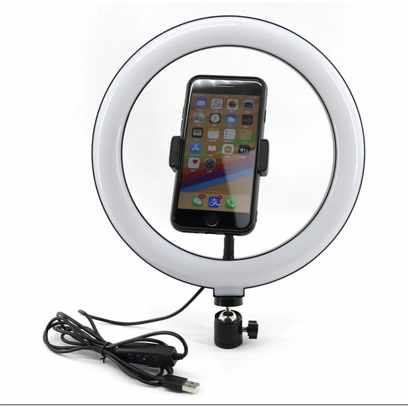 Ring Ligth 26cm .Faça Fotos Com Tripé 2.1m Kit Completo Dimmer, Selfie, Youtuber, Blogger, Maquiagem, etc..